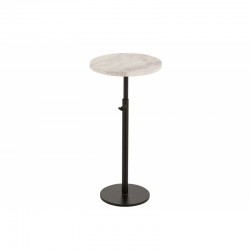 Table gigogne ronde en marbre avec pied ajustable en métal noir