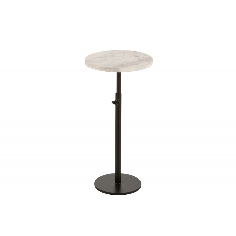 Table gigogne ronde en marbre avec pied ajustable en métal noir