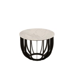 Table basse avec pied métal en marbre blanc 50x50x38 cm