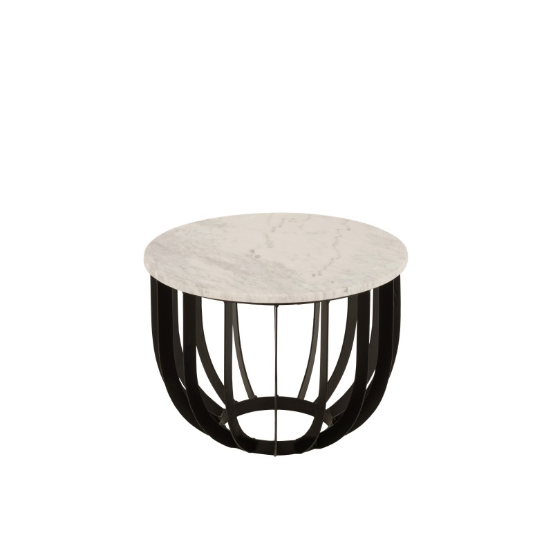 Table basse avec pied métal en marbre blanc 50x50x38 cm