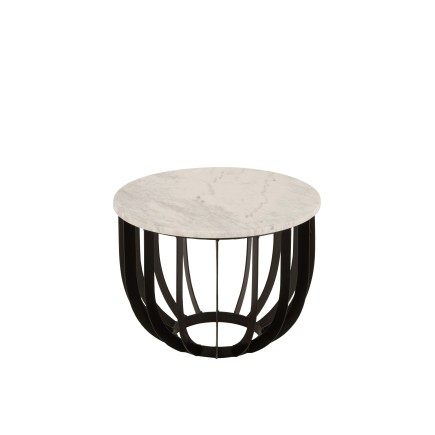 Table basse avec pied métal en marbre blanc 50x50x38 cm
