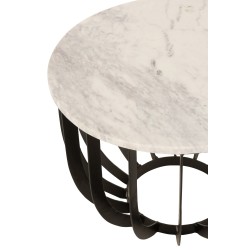Table basse avec pied métal en marbre blanc 50x50x38 cm