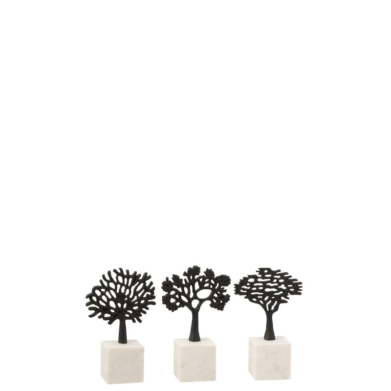 Set di 3 alberi su base in marmo in alluminio 14x7x23 cm