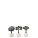 Set di 3 alberi su base in marmo in alluminio 14x7x23 cm