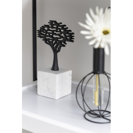 Lot de 3 arbres sur socle marbre en aluminium 14x7x23 cm