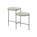 Mesa auxiliar 2 niveles redonda cristal/hierro transparente/negro
