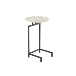 Table ronde en Pierre Blanc et Noir 41x41x67cm