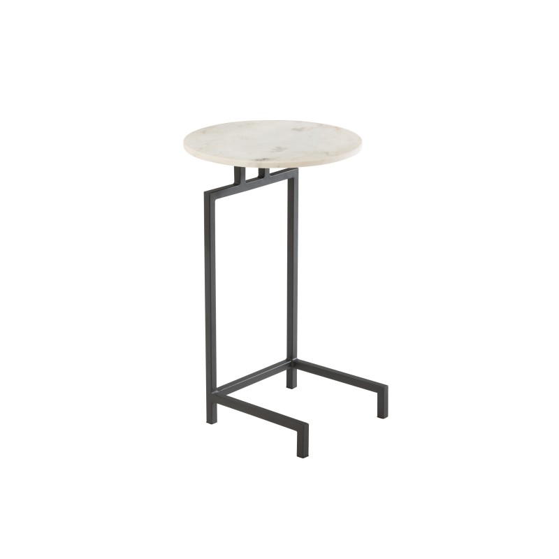 Table ronde en Pierre Blanc et Noir 41x41x67cm
