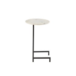 Table ronde en Pierre Blanc et Noir 41x41x67cm
