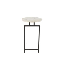 Table ronde en Pierre Blanc et Noir 41x41x67cm