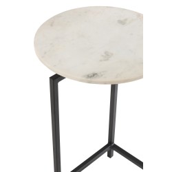 Table ronde en Pierre Blanc et Noir 41x41x67cm