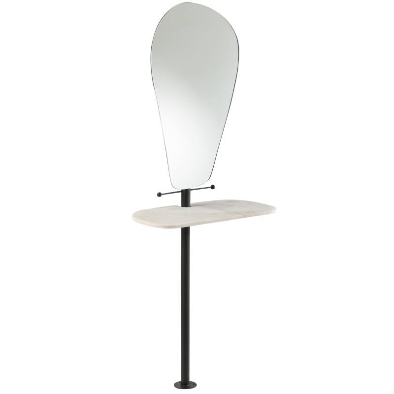 Espelho com prateleira em metal e mármore branco 65x30x185 cm Espelho com prateleira em metal e mármore branco 65x30x185 cm