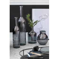 Vase bouteille en verre gris 17x17x75 cm
