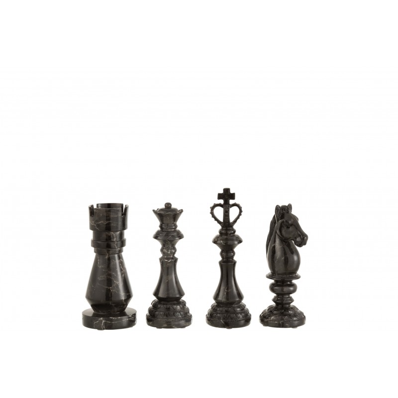 4 pièces d'échec décoration en résine noir 20cm