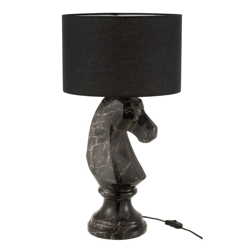 Lampe pièce d'échec en résine noir 31x31x61 cm