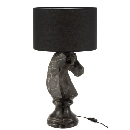 Lampe pièce d'échec en résine noir 31x31x61 cm