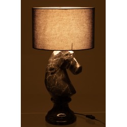 Lampe pièce d'échec en résine noir 31x31x61 cm