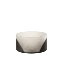 Vase plat bicolore en verre noir 25x25x13 cm