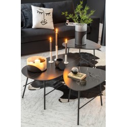 Vase plat bicolore en verre noir 25x25x13 cm