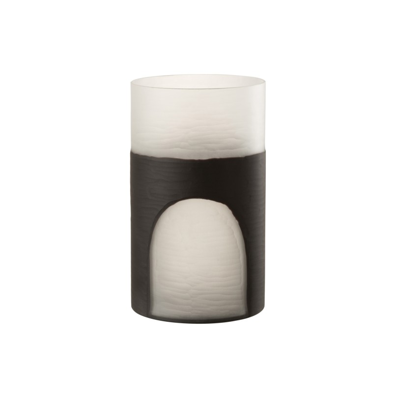 Vase rond bicolore en verre noir 18x18x31 cm Vase rond bicolore en verre noir 18x18x31 cm