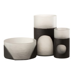 Vase rond bicolore en verre noir 18x18x31 cm