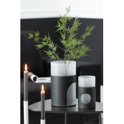 Vase rond bicolore en verre noir 18x18x31 cm