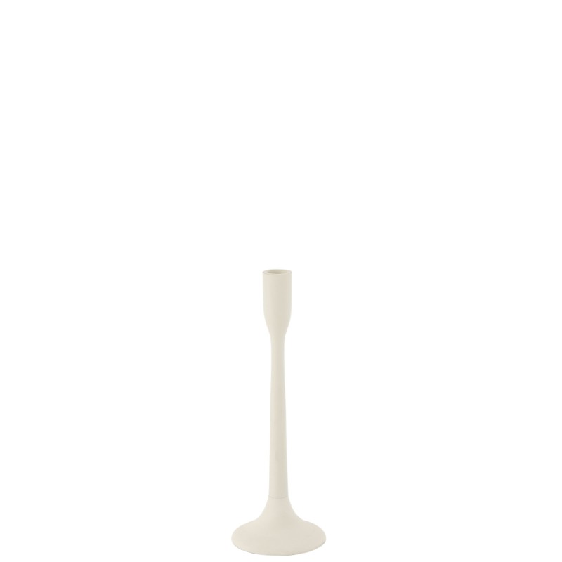 Candelabro em metal branco 11x11x30 cm