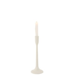 Candelabro em metal branco 11x11x30 cm