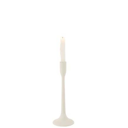 Candelabro em metal branco 11x11x30 cm