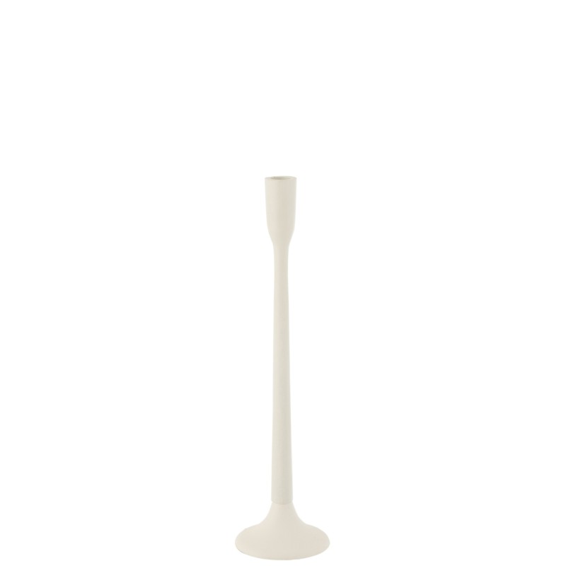 Candelabro em metal branco 11x11x41 cm