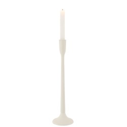Candelabro em metal branco 11x11x41 cm