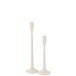 Candelabro em metal branco 11x11x41 cm