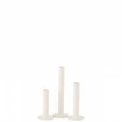 Set de 3 candelabros bajo moderno hierro opaco blanco Alt. 21 cm