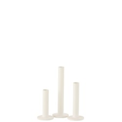 Set de 3 candelabros bajo moderno hierro opaco blanco Alt. 21 cm