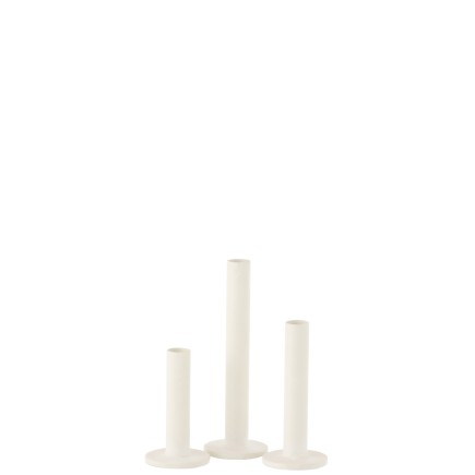 Lot de 3 chandeliers en métal blanc 7x7x21 cm