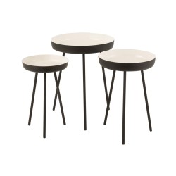 Lote de 3 mesas nido de metal blanco 52x52x58 cm