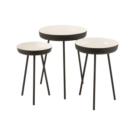 Lote de 3 mesas nido de metal blanco 52x52x58 cm