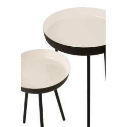 Lote de 3 mesas nido de metal blanco 52x52x58 cm