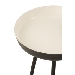 Lot de 3 tables gigogne en métal blanc 52x52x58 cm