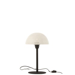 Lampe champignon en métal blanc 21x21x37 cm