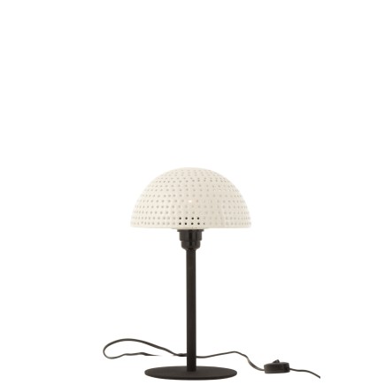 Lampara de mesa seta bolas hierro brillante blanco/negro Alt. 36