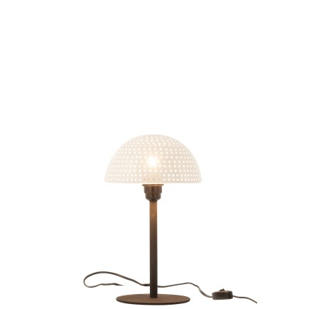 Lampara de mesa seta bolas hierro brillante blanco/negro Alt. 36