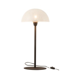 Lampara de mesa seta bolas hierro brillante blanco/negro Alt. 59 cm