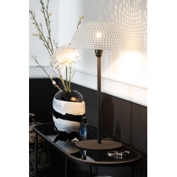 Lampara de mesa seta bolas hierro brillante blanco/negro Alt. 59 cm