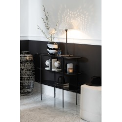 Lampara de mesa seta bolas hierro brillante blanco/negro Alt. 59 cm
