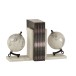 Serre livres globe en blanc 28x10x18 cm