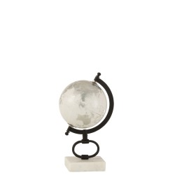 Globe terrestre sur pied en blanc 15x13x28 cm