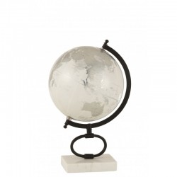 Globe sur pied en marbre blanc 23x23x36cm