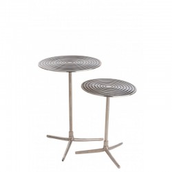 Set de 2 tables rondes en aluminium argent 42x42x57 cm
