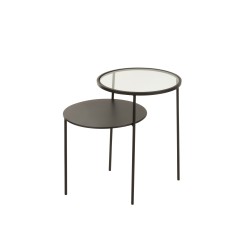 Consola de 2 niveles de metal negro 55x40x55 cm